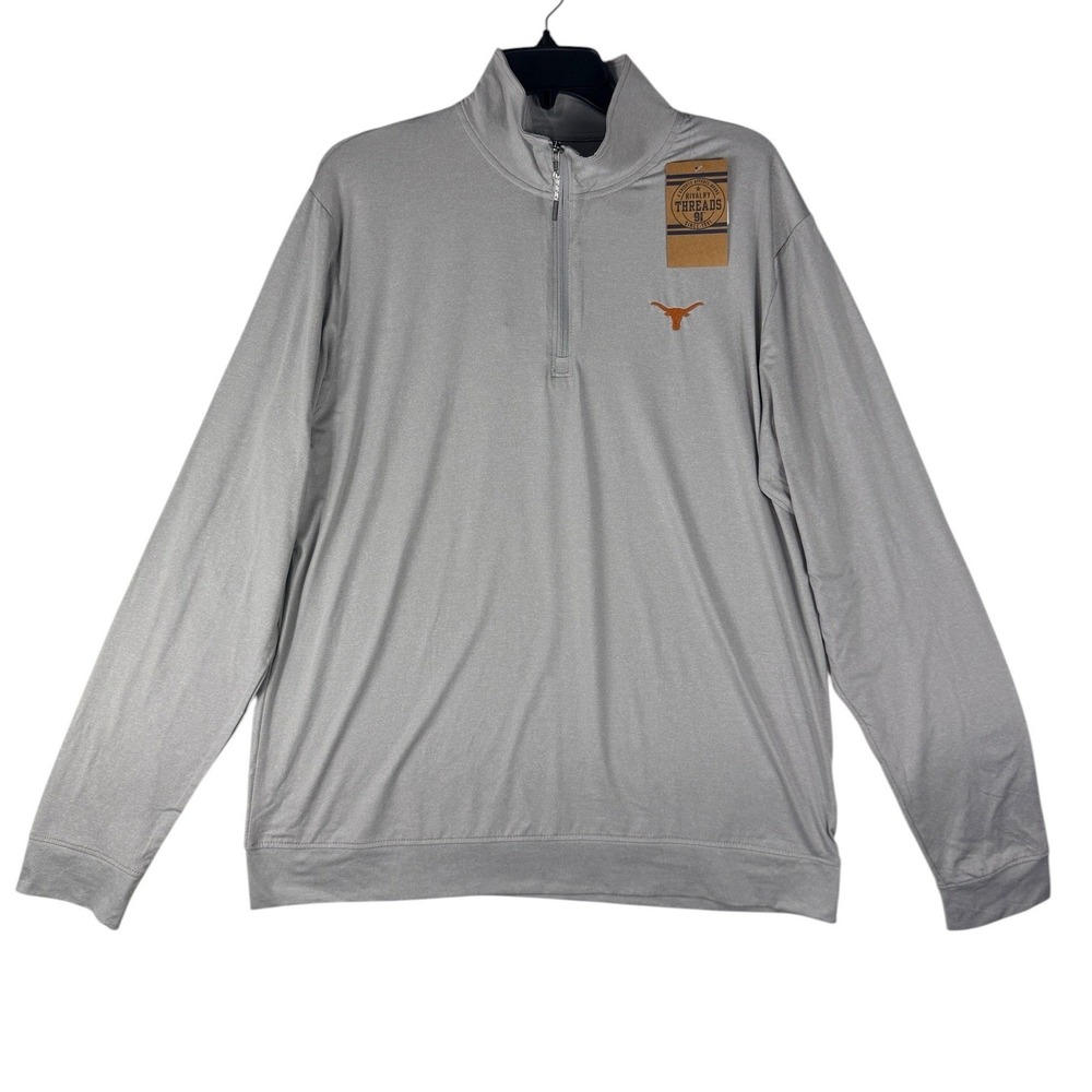 Rivalry Threads Texas Longhorns Mens Gray Quarter Zip Pullover Size Medium NWT